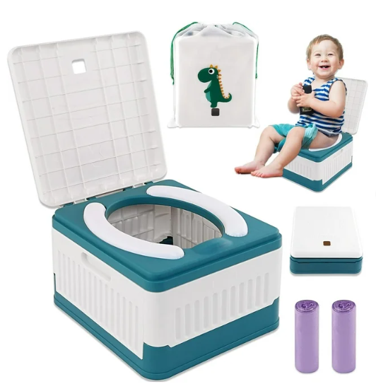 Fabulas Portable Potty for Toddler Travel, Foldable Travel Potty Training Toilet Seat for Kids Boys Girls with 30 Disposable Bags